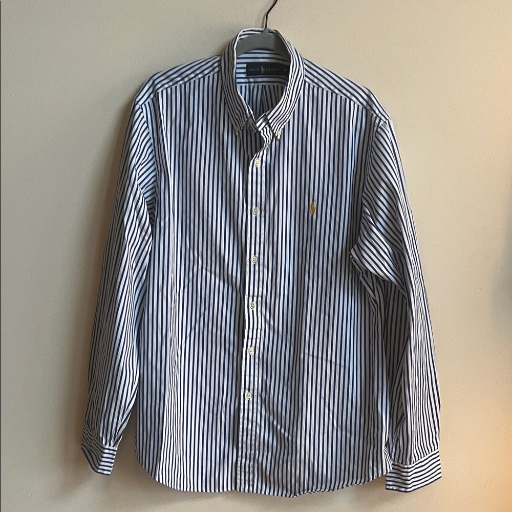 Ralph Lauren Men's Navy and White Striped Shirt XL NWOT